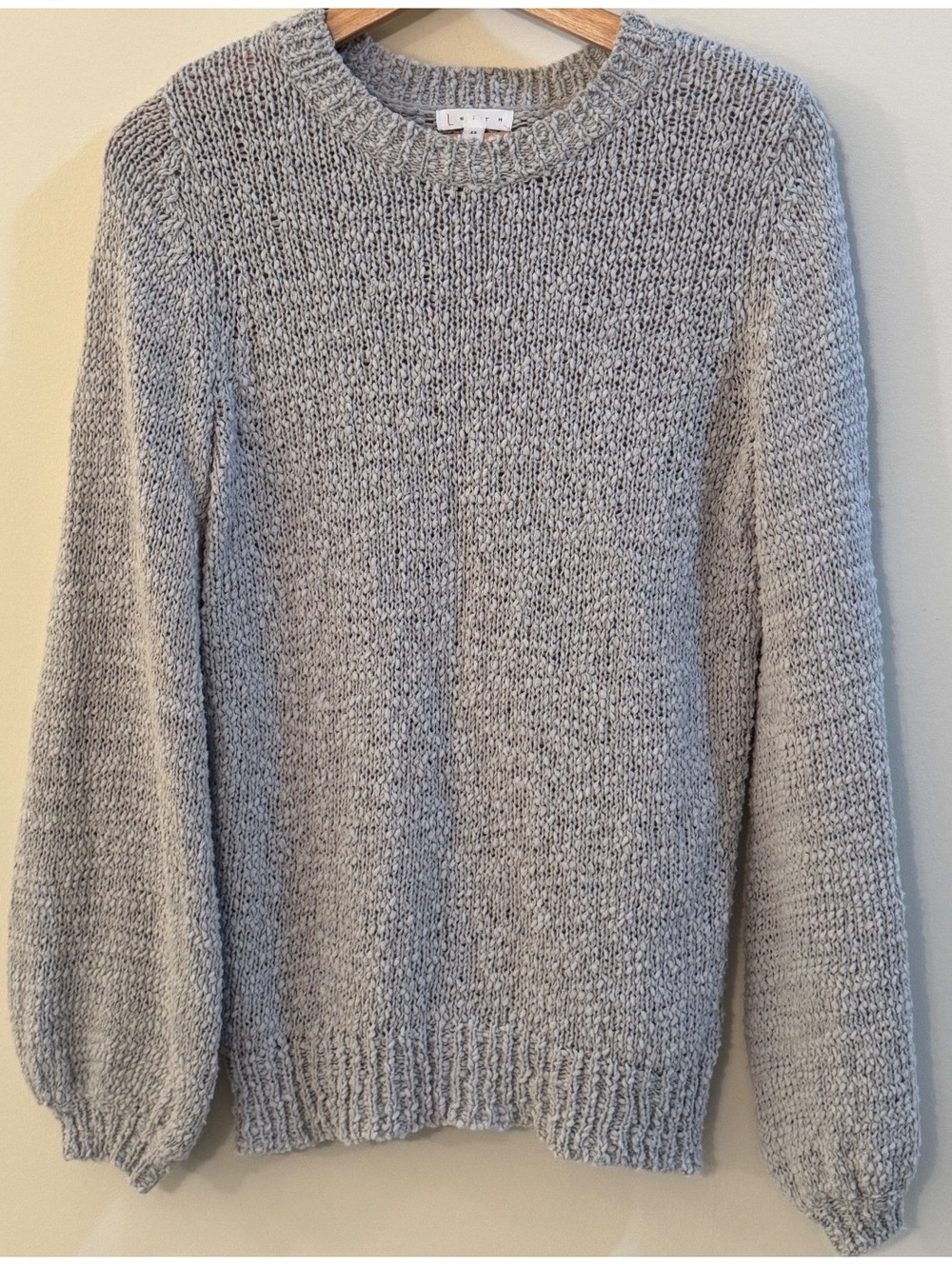 Leith Women's Light Gray Cotton-Polyester Knit Sweater XS